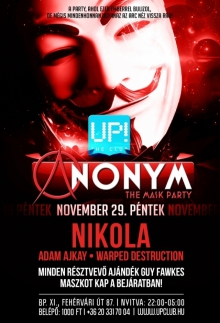 ANONYM THE MASK PARTY flyer